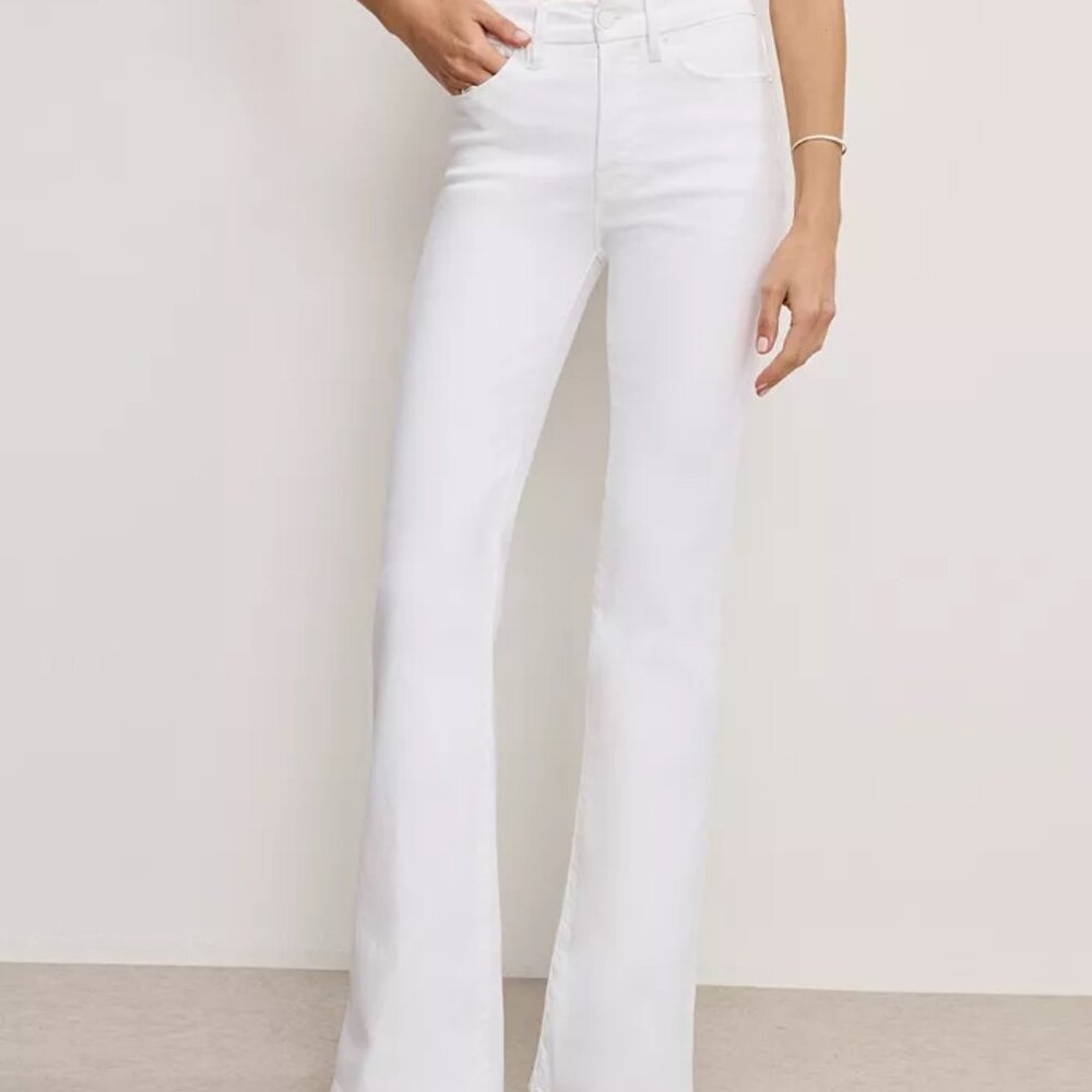 Good American White Good Legs High Rise Flare Jeans Denim